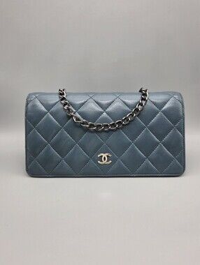 💙CHANEL Authentic Blue Dusk Leather Clutch/Wallet💙
